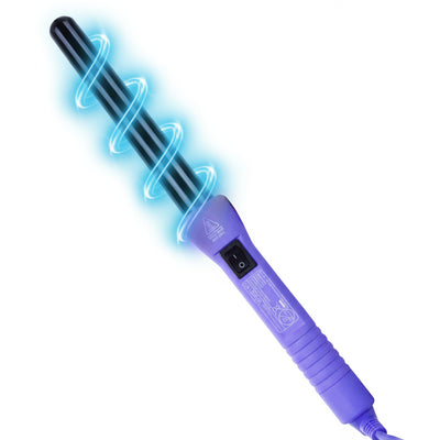 Grande Ceramic Tapered Curling Wand - 1 inch Dual Voltage with Negative Ions for Long and Short Hair (Purple)