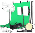 8.5x10ft Photography Lighting Kit with 6x9ft Green Screen Backdrops | LED Bulbs(50W | 5500K | CRI≥97), 6x9ft Green