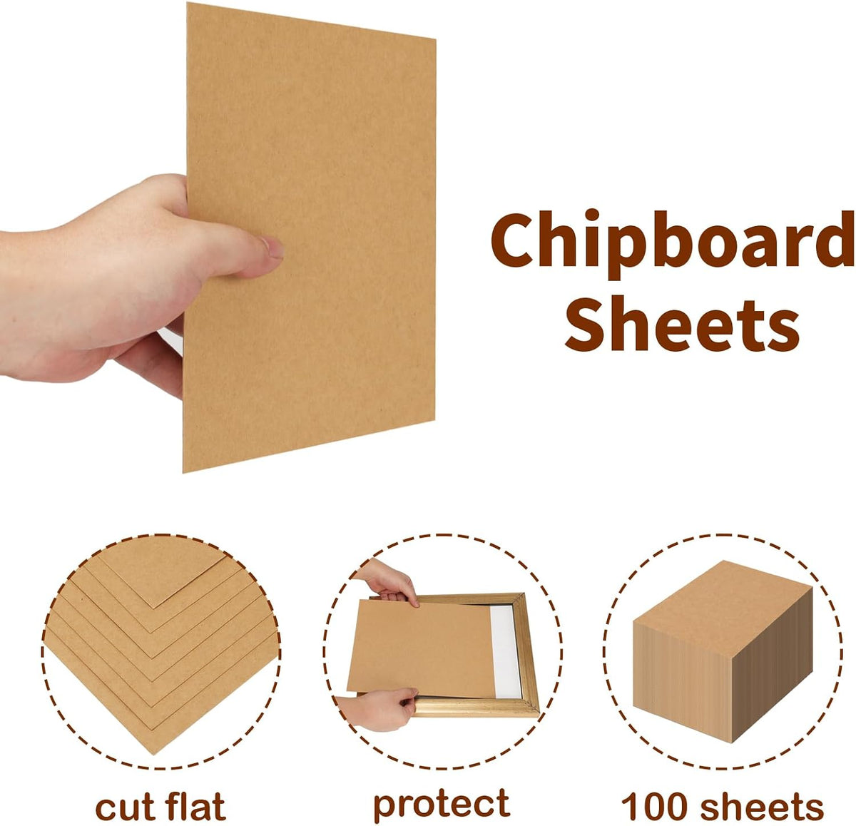 100 Pack 5x7 Chipboard Sheets, Kraft Cardboard for Shipping