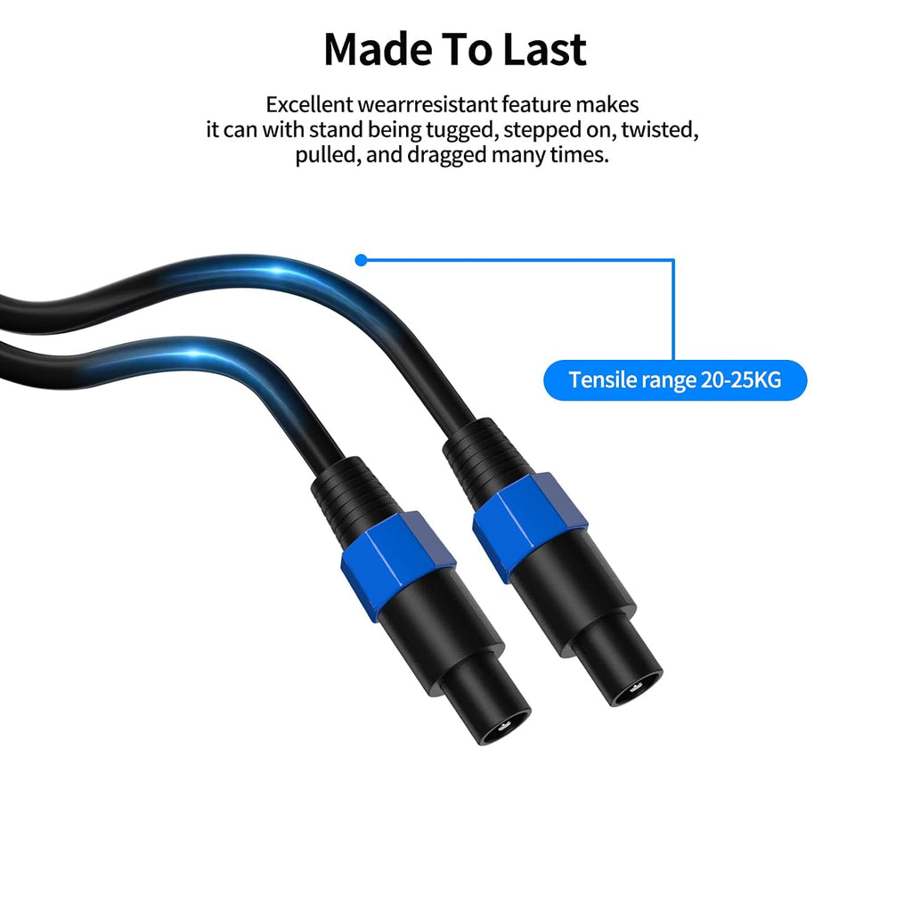 2-Pack 25ft Speakon to Speakon 12AWG Cable Twist Lock Pro Speaker Cord
