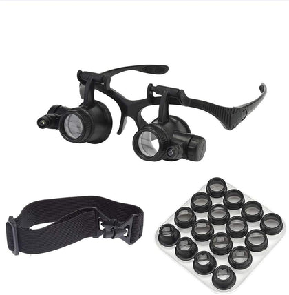 Watch Repair Magnifier Loupe Jeweler Magnifying Glasses Tool Set with LED Light with 8 Interchangeable Lens-2.5X 4X