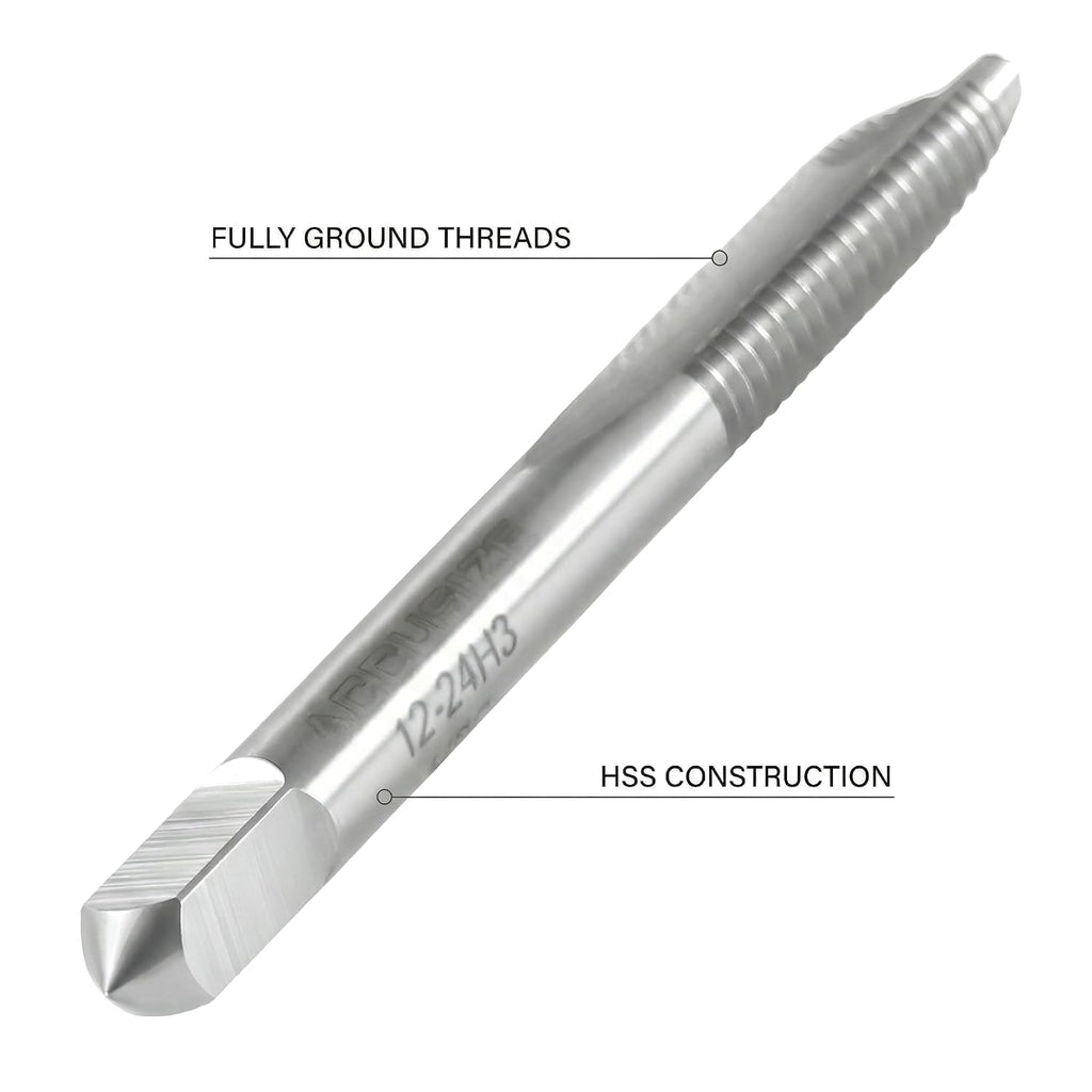 Accusize Spiral Point Tap 12-24NC H3 HSS 2-Flute, 10 Pc Set