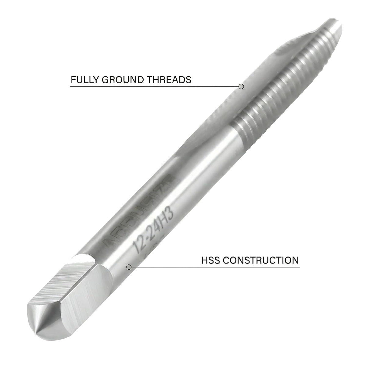 Accusize Spiral Point Tap 12-24NC H3 HSS 2-Flute, 10 Pc Set