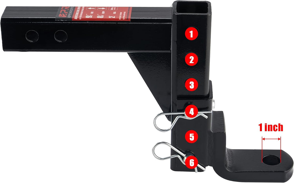 Adjustable Trailer Hitch Ball Mount for 2-Inch Receiver