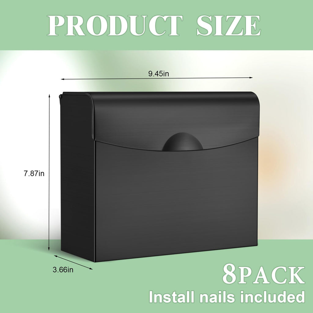 8 Pcs Sanitary Napkin Disposal Receptacle Wall Mount, Black