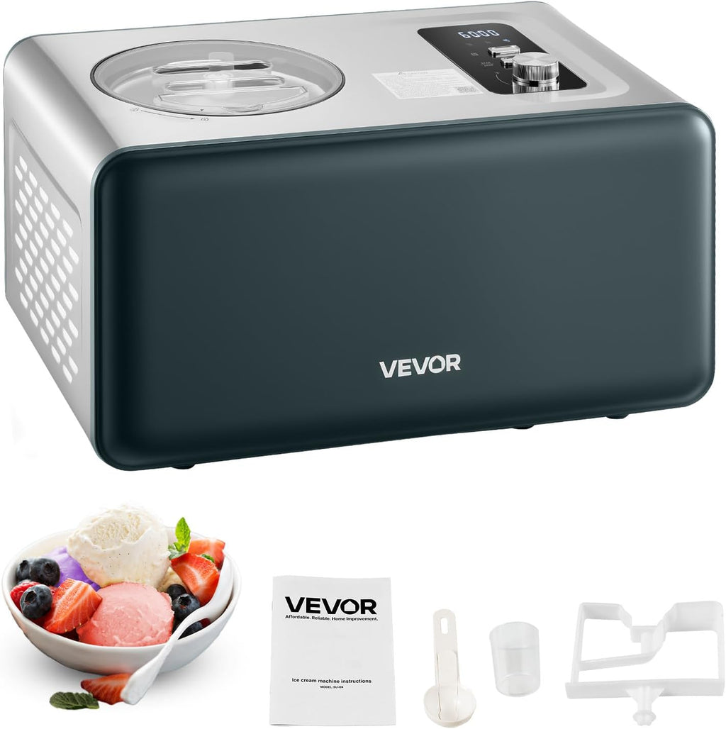 Automatic Ice Cream Maker with Built-in Compressor, 1.5 Quart No Pre-freezing Gelato Maker, Electric Sorbet-Maker, 3