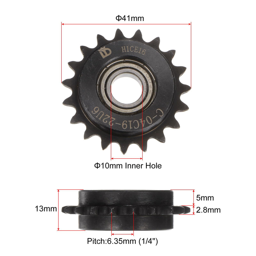 uxcell 2pcs ANSI #25 / DIN(ISO)04C Roller Chain Idler Sprocket 10mm Bore