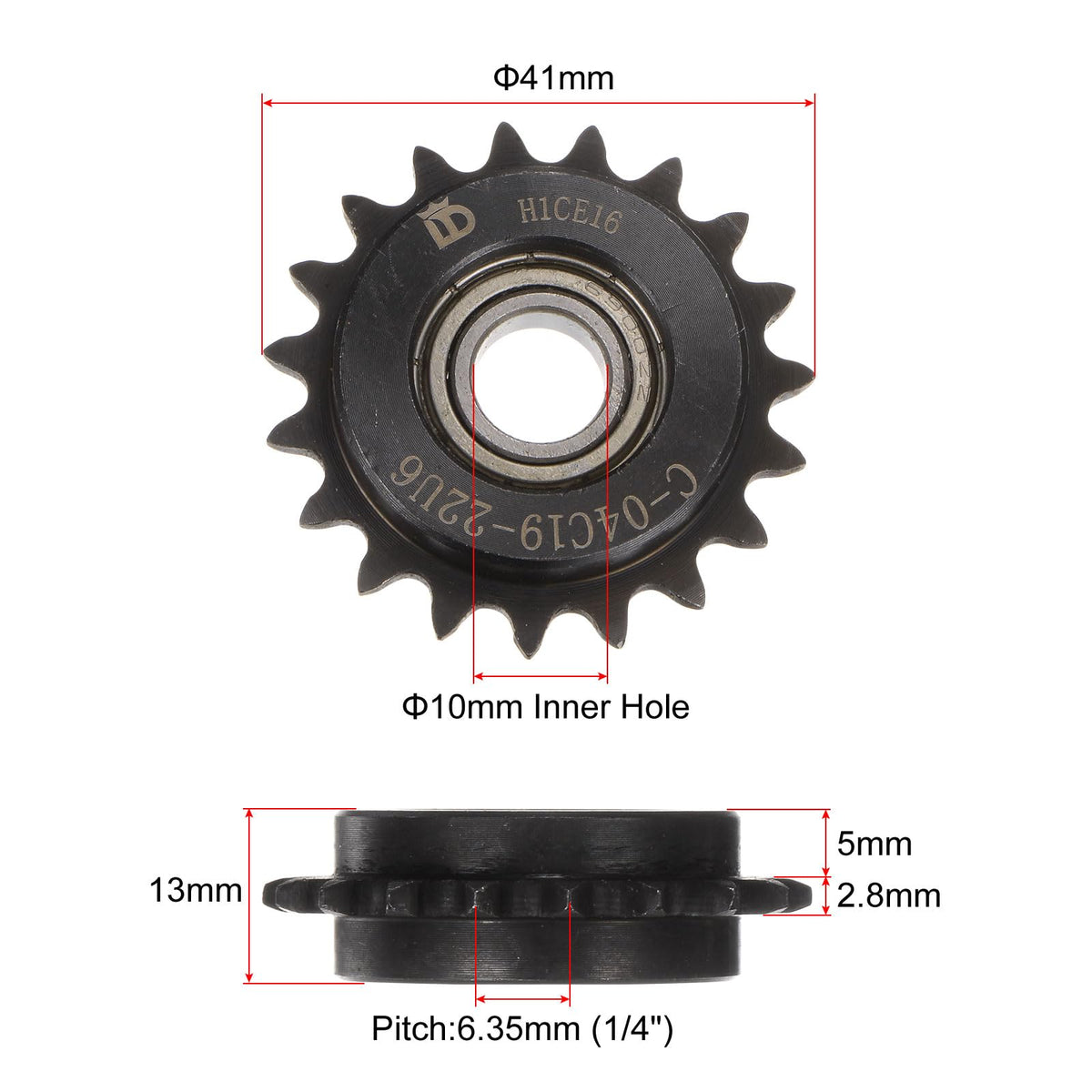 uxcell 2pcs ANSI #25 / DIN(ISO)04C Roller Chain Idler Sprocket 10mm Bore