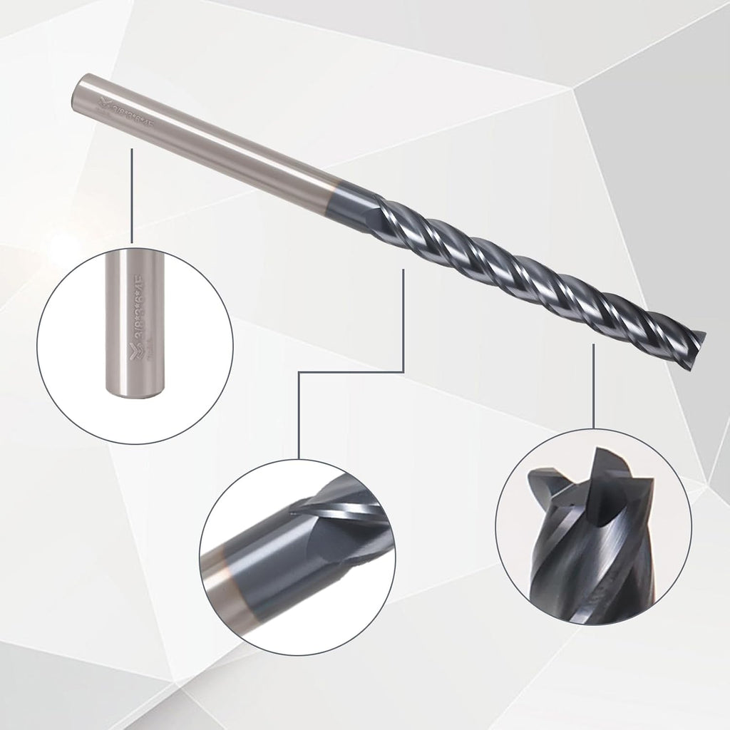 3/8" 4-Flute Solid Carbide Square End Mill AlTiN Coated, 1Pcs
