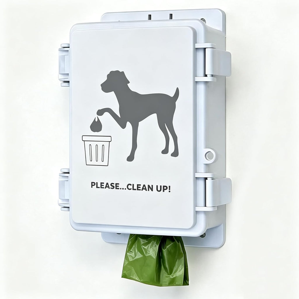 Dog Poop Bag Dispenser Wall Mounted Waterproof Outdoor Pet Waste Bags Dispenser Station Stake, Pole, Fence Mounted
