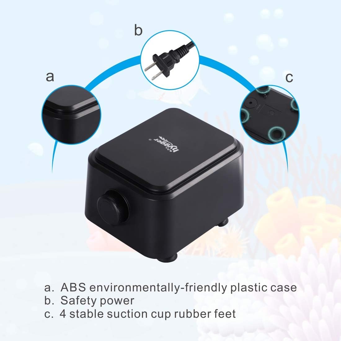 Quiet <30dB Aquarium Air Pump, Adjustable Low Decibel Oxygen Fish Tank Pump 2 Air Outlets Ultra Silent Powerful