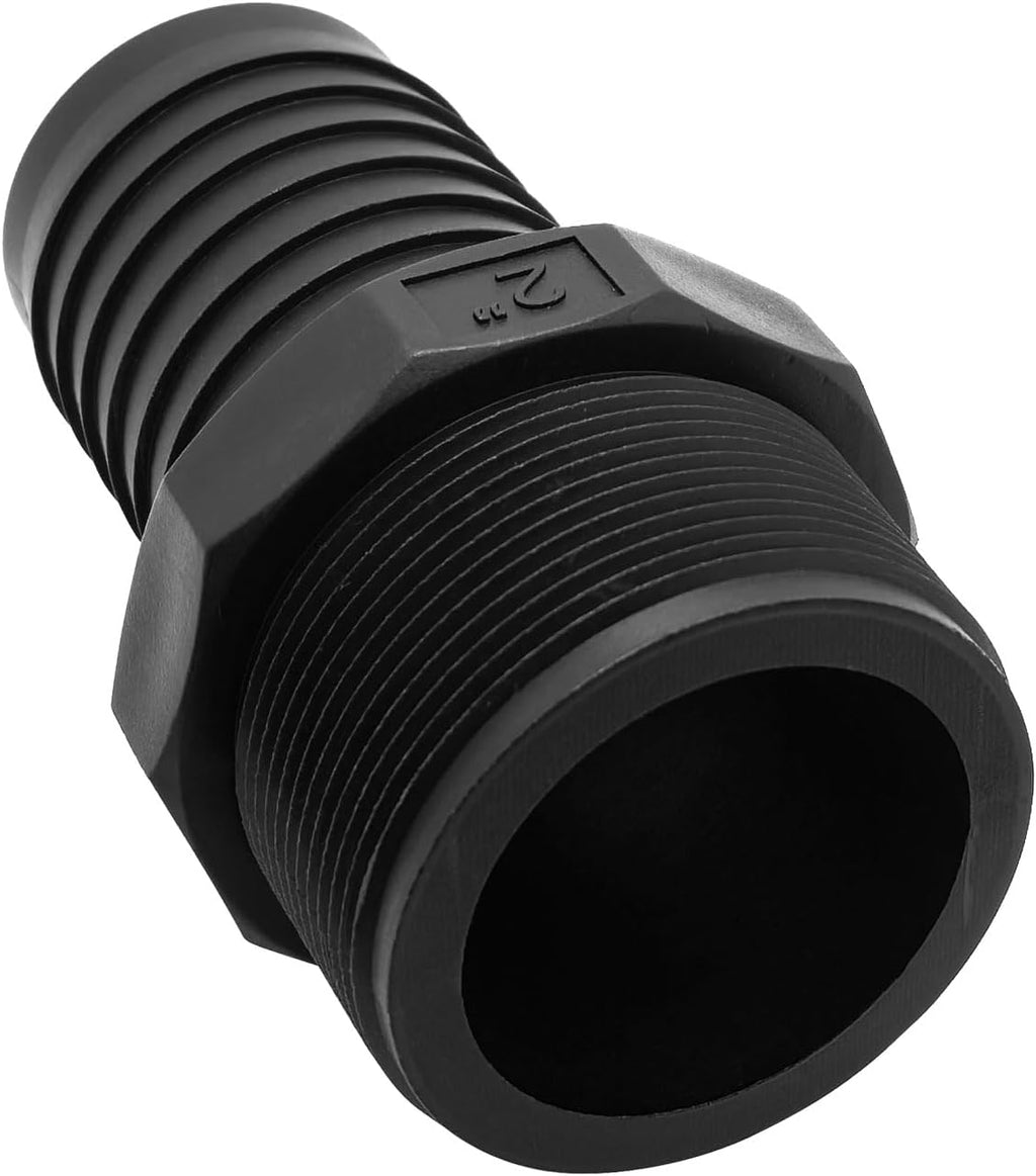 2 pcs 2" Barb x 2" NPT Male Connector, Plastic Hose Barb Fitting