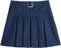 Uniform Skirts for Girls Trendy Belt Buckle Pleated Scooter Skirt Pull-on Chino School Uniform Skorts for Teens