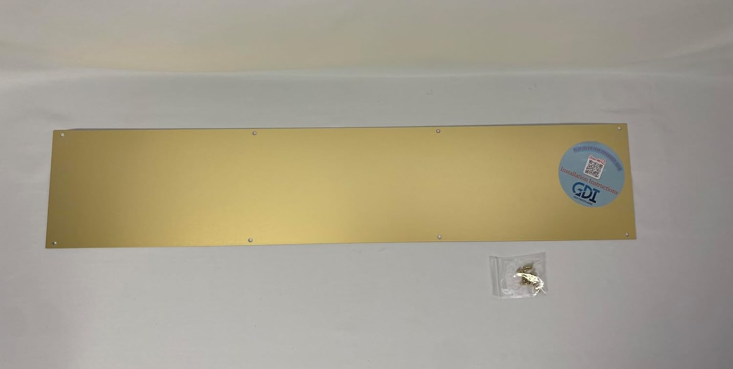 CPG Products - Metal Kick Plate, 6-inch Height, 3/64-inch Thick - Choose The Width for Your Door (Brass Tone (BT)