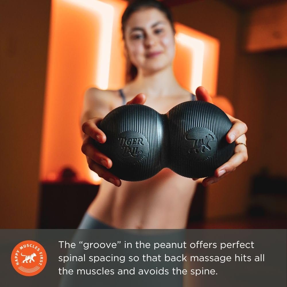 Tiger Ball Large 8-Inch Long by 4.4-Inch High Peanut Foam Roller Double Ball: Self-Help Body Massage Tool for Trigger