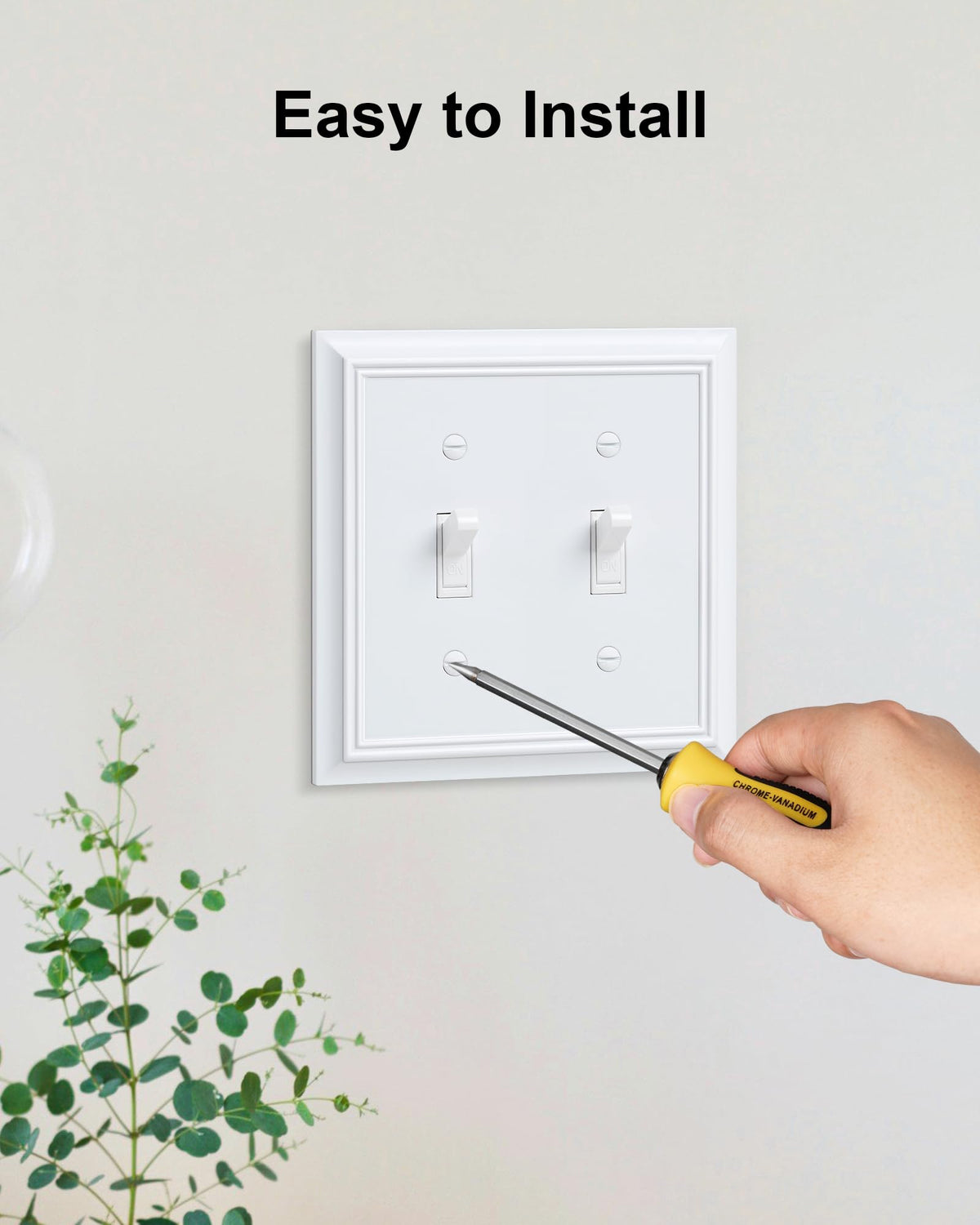 2-Pack Natural Bamboo Fiber Double Toggle Light Switch Cover Plate