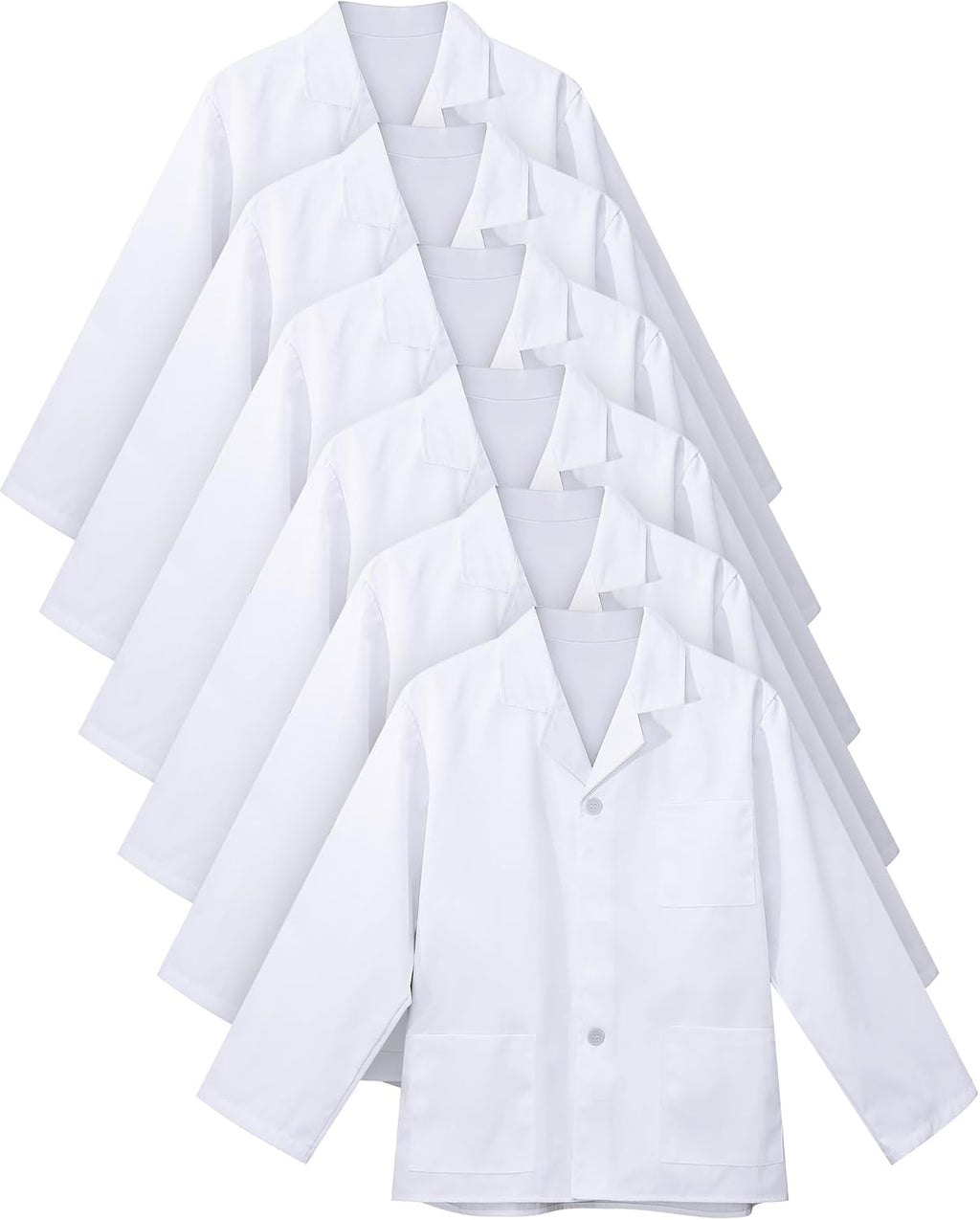 6 Pcs Short Lab Coat Bulk for Women Men with 3 Pockets Unisex White Consultation Professional Coat for Nurse Doctor