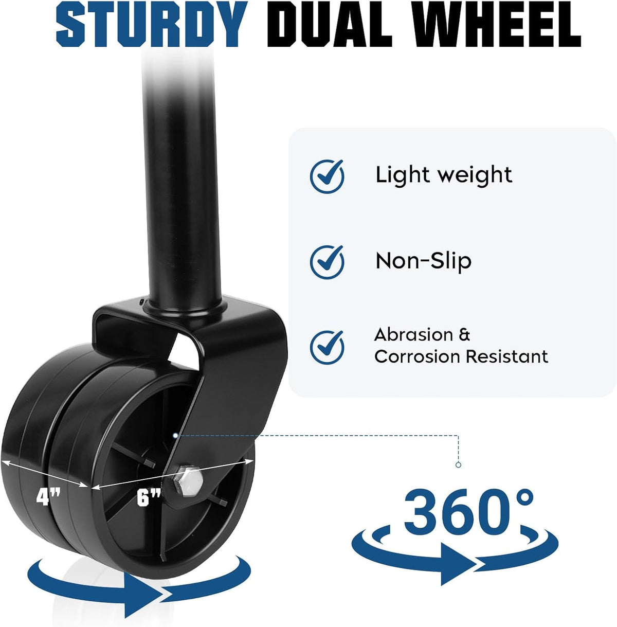 Trailer Jack with Wheel, 2000lbs Swivel Boat Trailer Jack, 10" Lift, Bolt-on Tongue Trailer Jacks for RVs, Boats and
