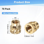 M METERXITY 70-Pack Threaded Inserts M4x7x7mm Brass
