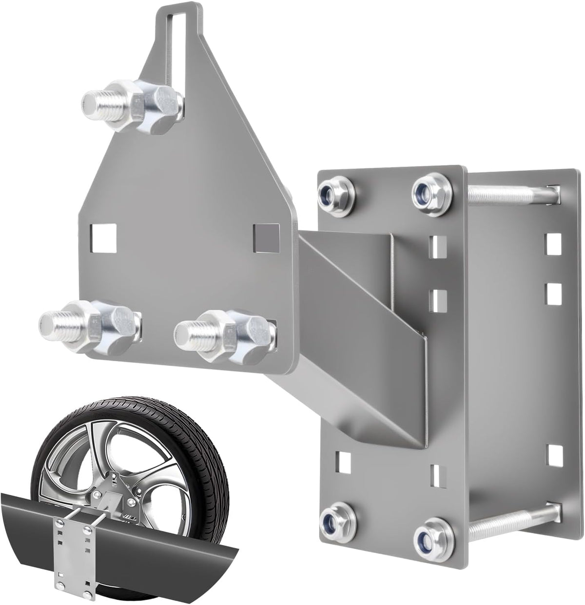 304 Stainless Steel Spare Tire Carrier,Spare Tire Mount Boat Trailer Carrier Bracket,Heavy Duty Lock Holder,Fits 4 &
