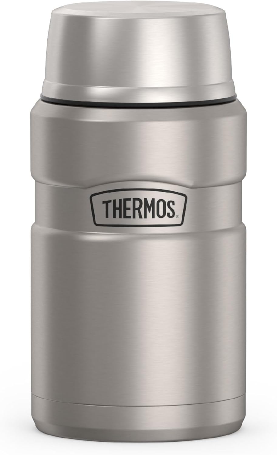Stainless King Food Jar with Bowl, 24oz, Matte Steel | Stainless Steel Insulated Food Container with Built-In Bowl