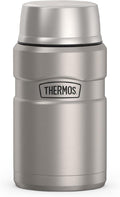 Stainless King Food Jar with Bowl, 24oz, Matte Steel | Stainless Steel Insulated Food Container with Built-In Bowl