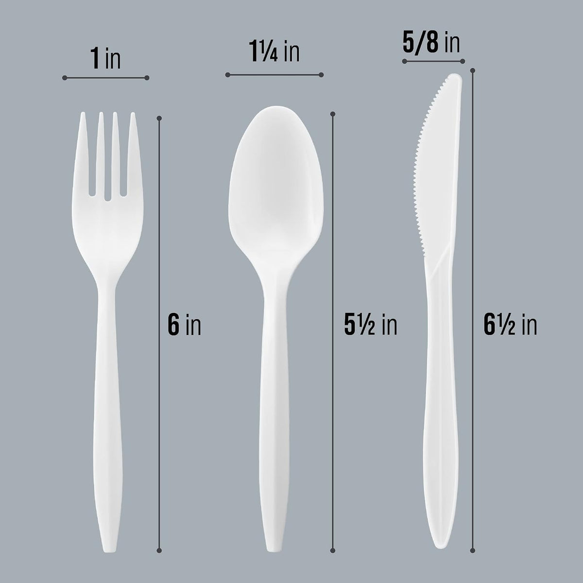 Cutlery Plastic Combo Sets Medium Weight Disposable Silverware White (1000 Count)