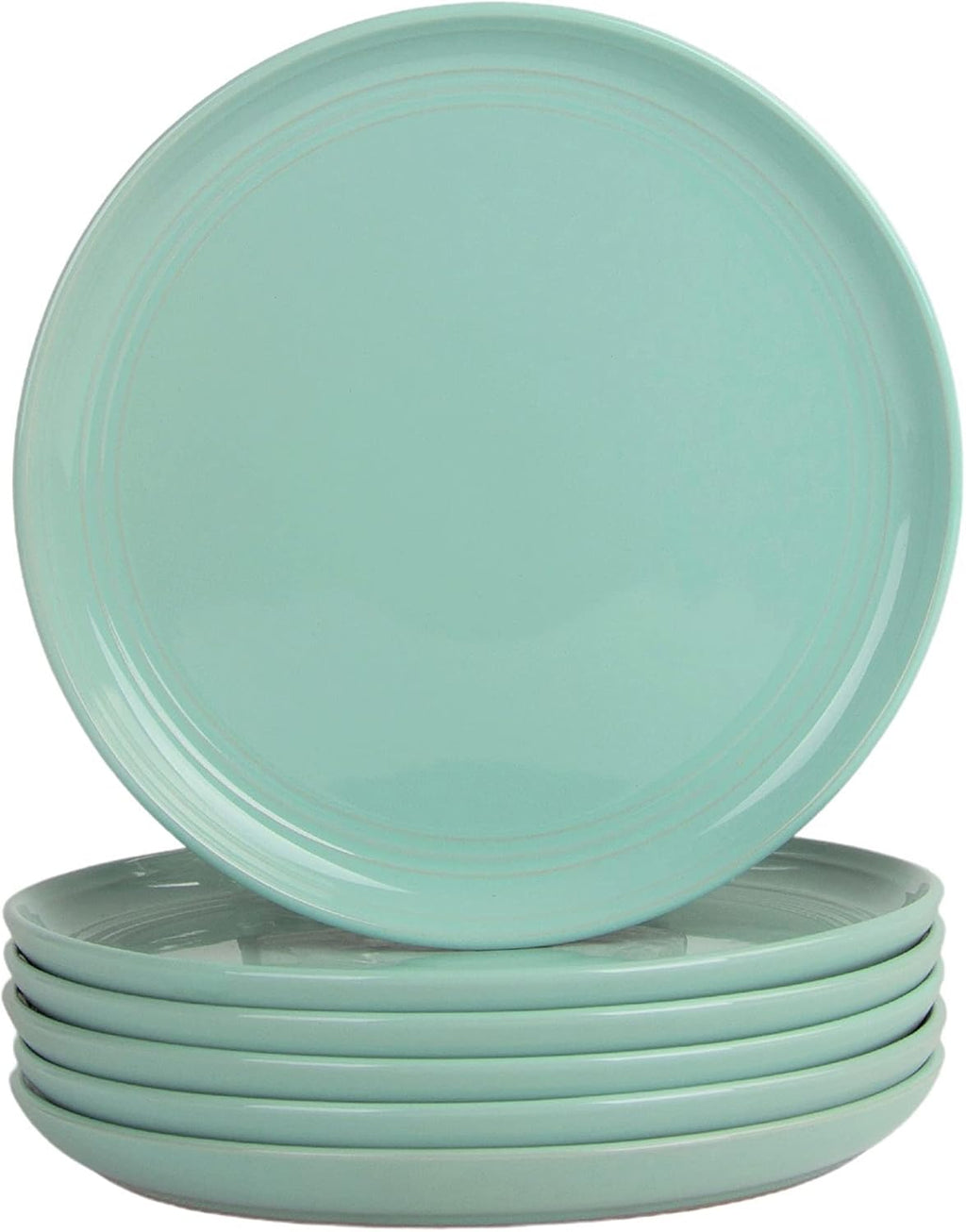Double Line 8.25" Salad Plate, Set of 6, Seafoam
