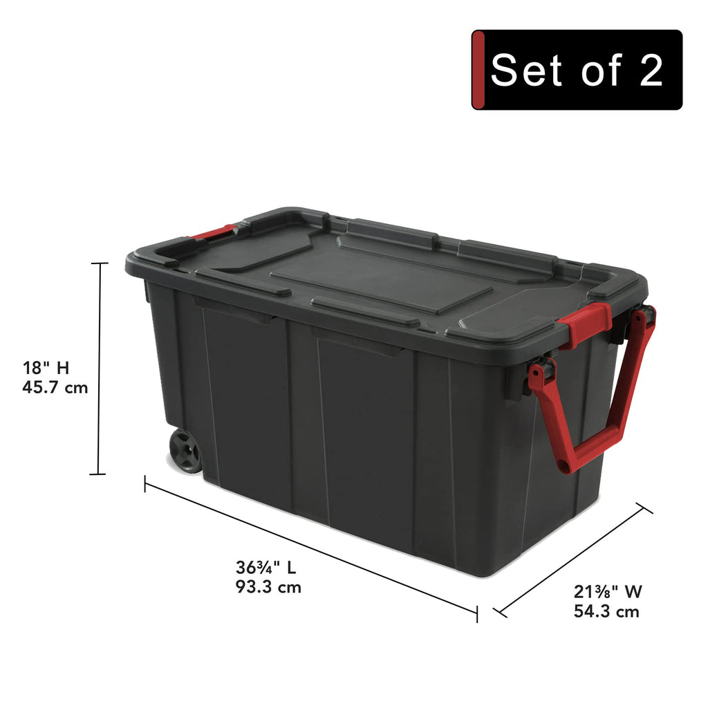Storage Bins 40 Gallon Heavy-Duty Plastic Storage Bins, 2 Pack Container Totes with Durable Lid and Secure Latching