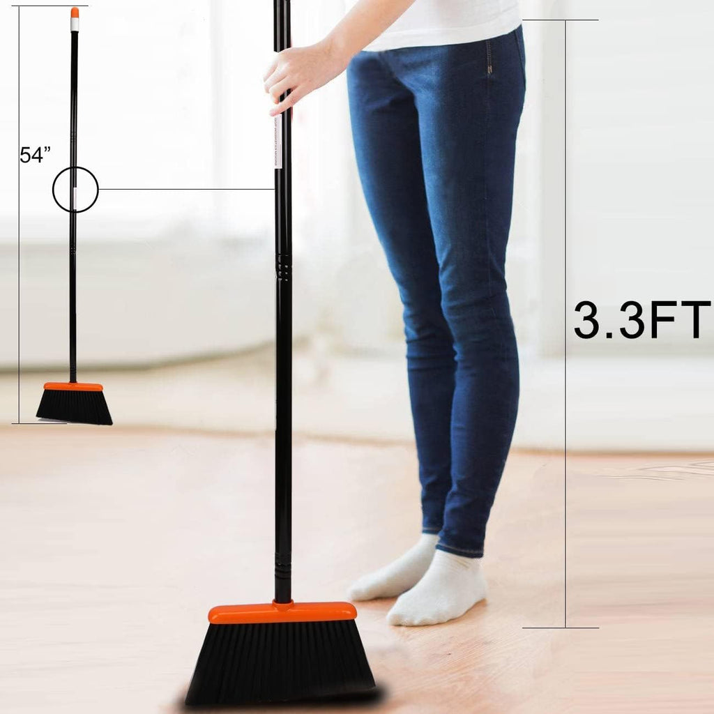 Broom and Dustpan Set with 52" Long Handle for Home Kitchen Room Office Lobby Floor Use Upright Stand Up Stand Up