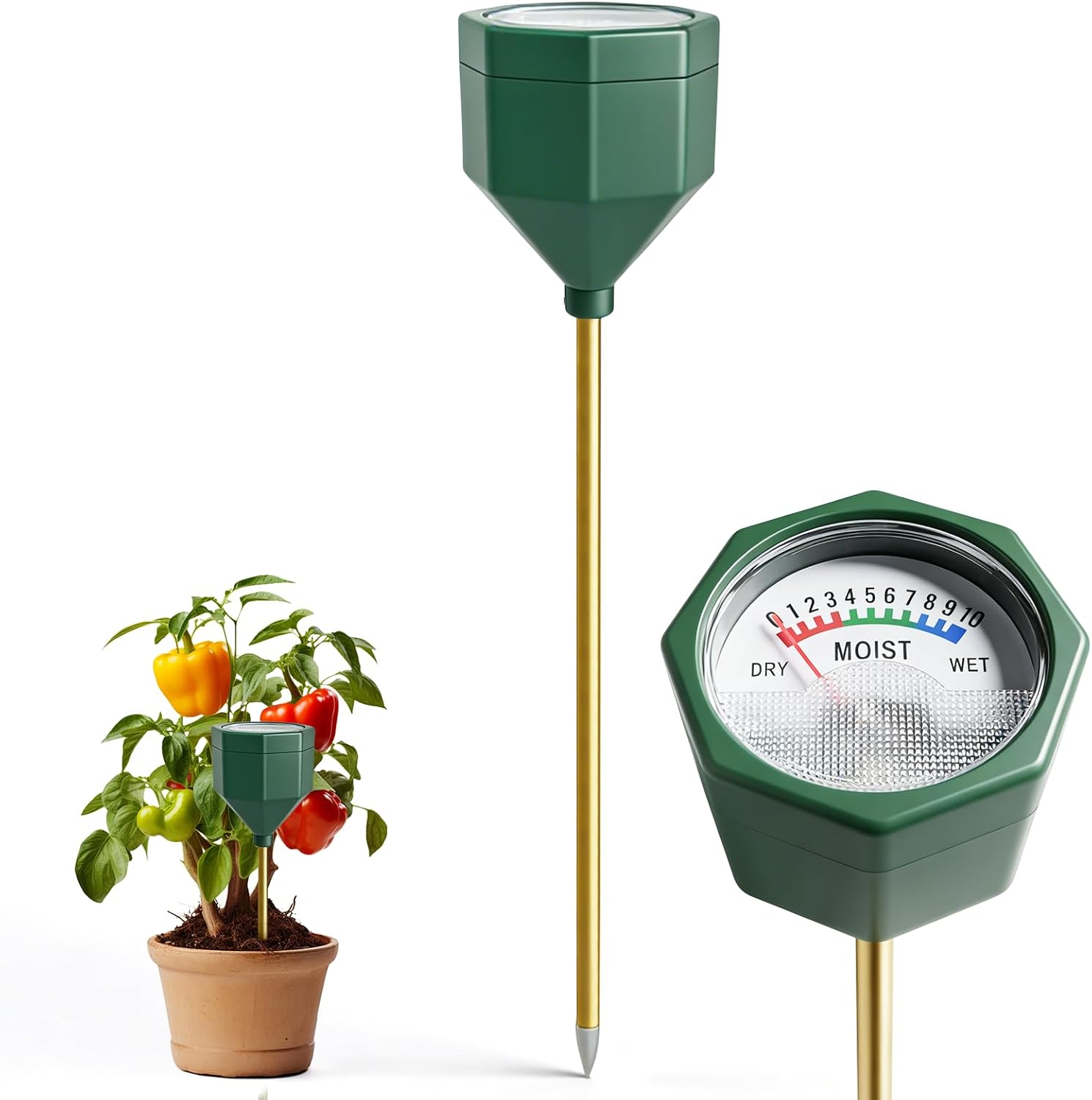 Soil Moisture Meter, Plant Water Monitor Hygrometer Sensor, Accurate Plant Water Meter, Soil Test Kit for