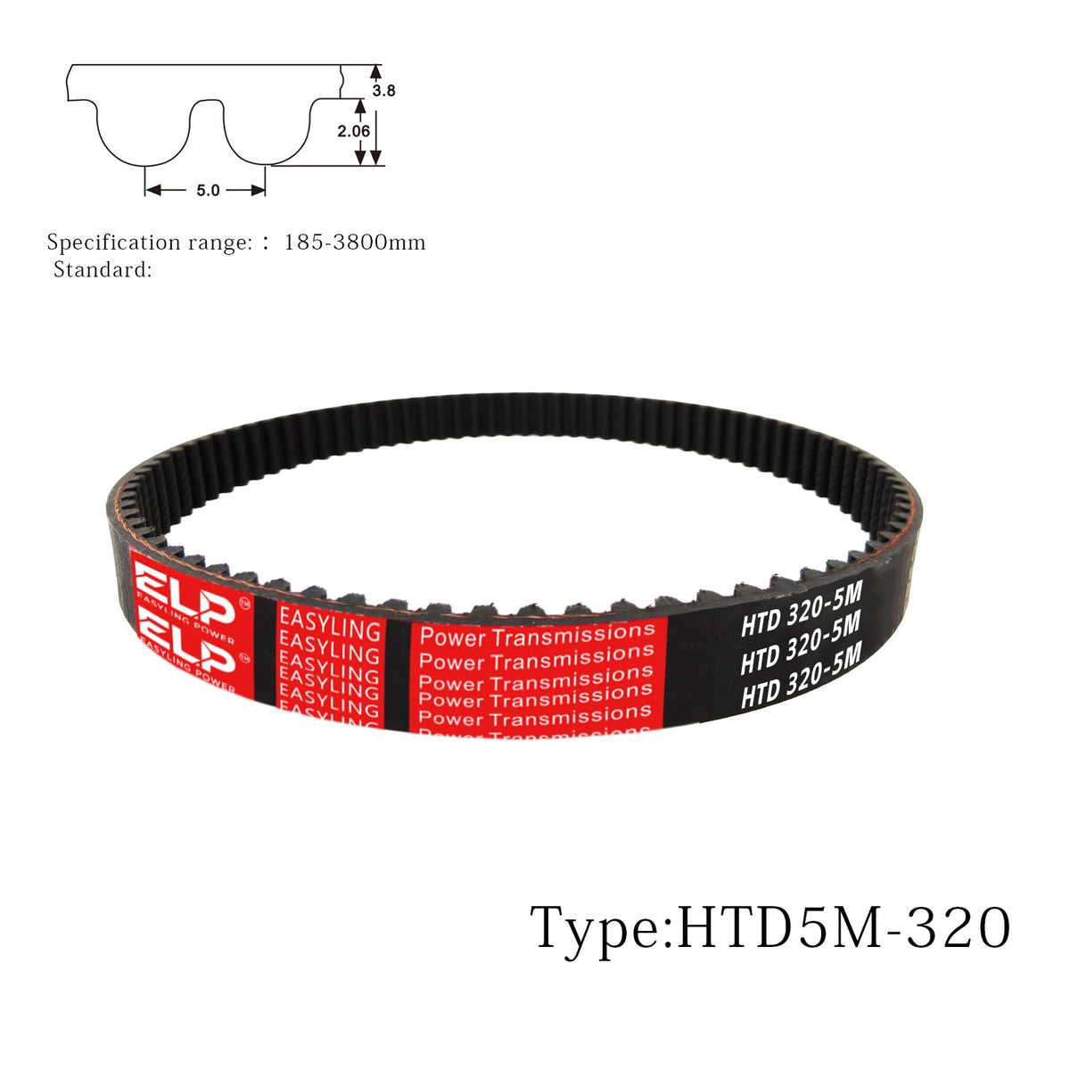 EASYLING Power 320-5M-20 Endless Loop Rubber 5M Synchronous Belt