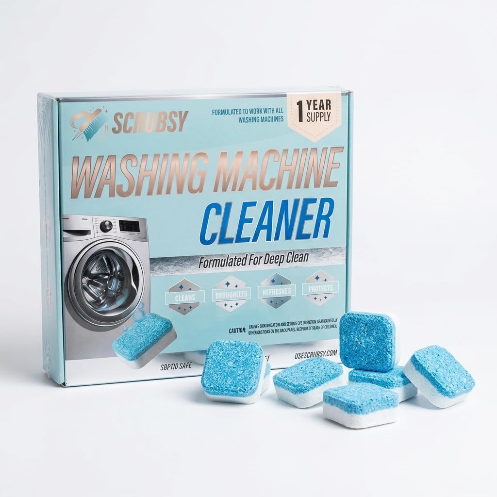 Washing Machine Cleaner Descaler Tablets 24 Pack - Deep Cleaning for Front Loader, Top Load & HE Washers, Septic Safe