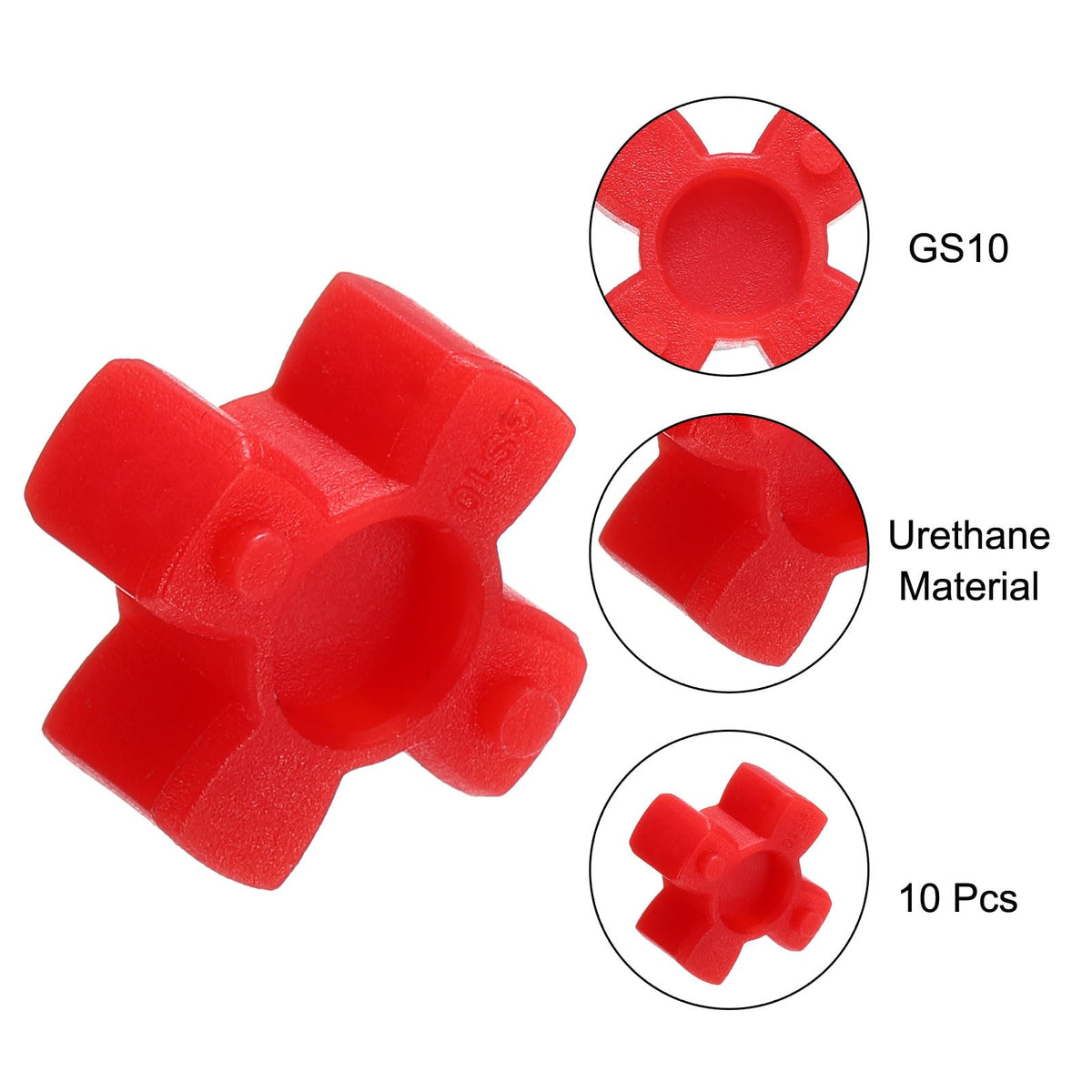 uxcell 10pcs GS10 Coupling Insert, Urethane Flexible Solid Type Jaw Coupling Center Insert for L-Jaw Couplings L-Jaw Couplers Set, Red