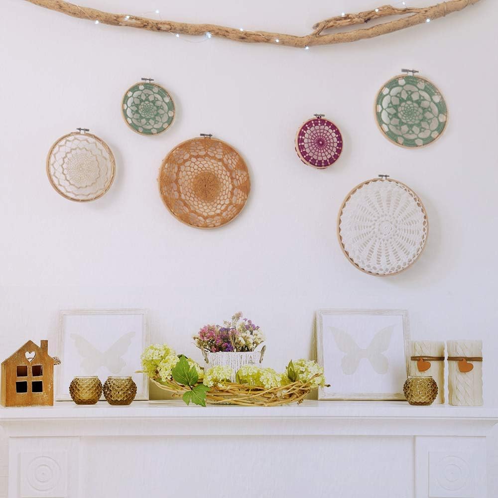 7 Pieces 7 Sizes Embroidery Hoops Set 4 inch to 12 inch | Bamboo Circle Cross Stitch Hoop Rings for Craft Sewing and