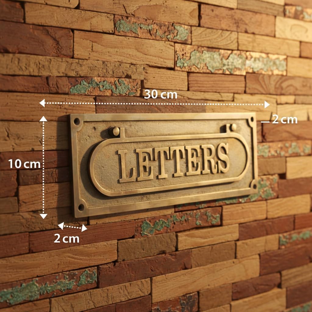 Classic Antique Style Brass “Letters” Door Plaque – Decorative Mail Slot Sign Plate for Front Door, Office Entry