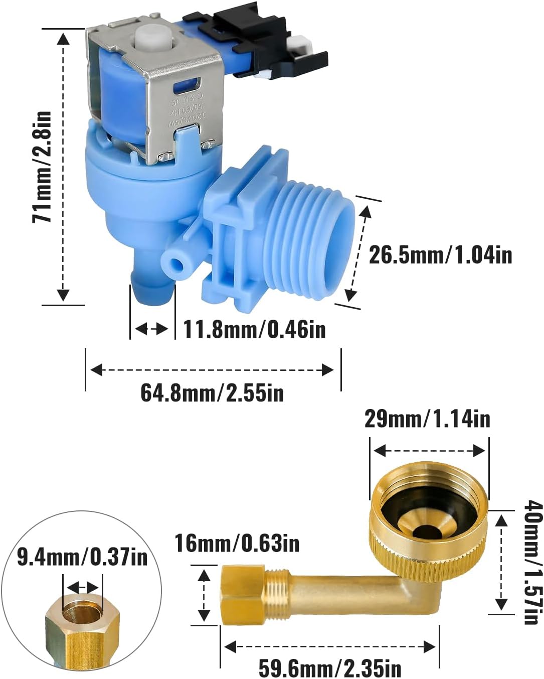 Dishwasher Water Inlet Valve Replace W10648041 W10195048 W11175771