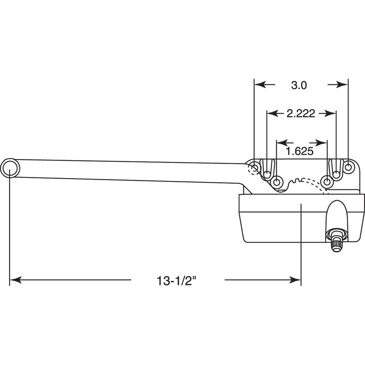Truth TH 23026 13-1/2 In. Single-Arm Left-Hand Casement Operator