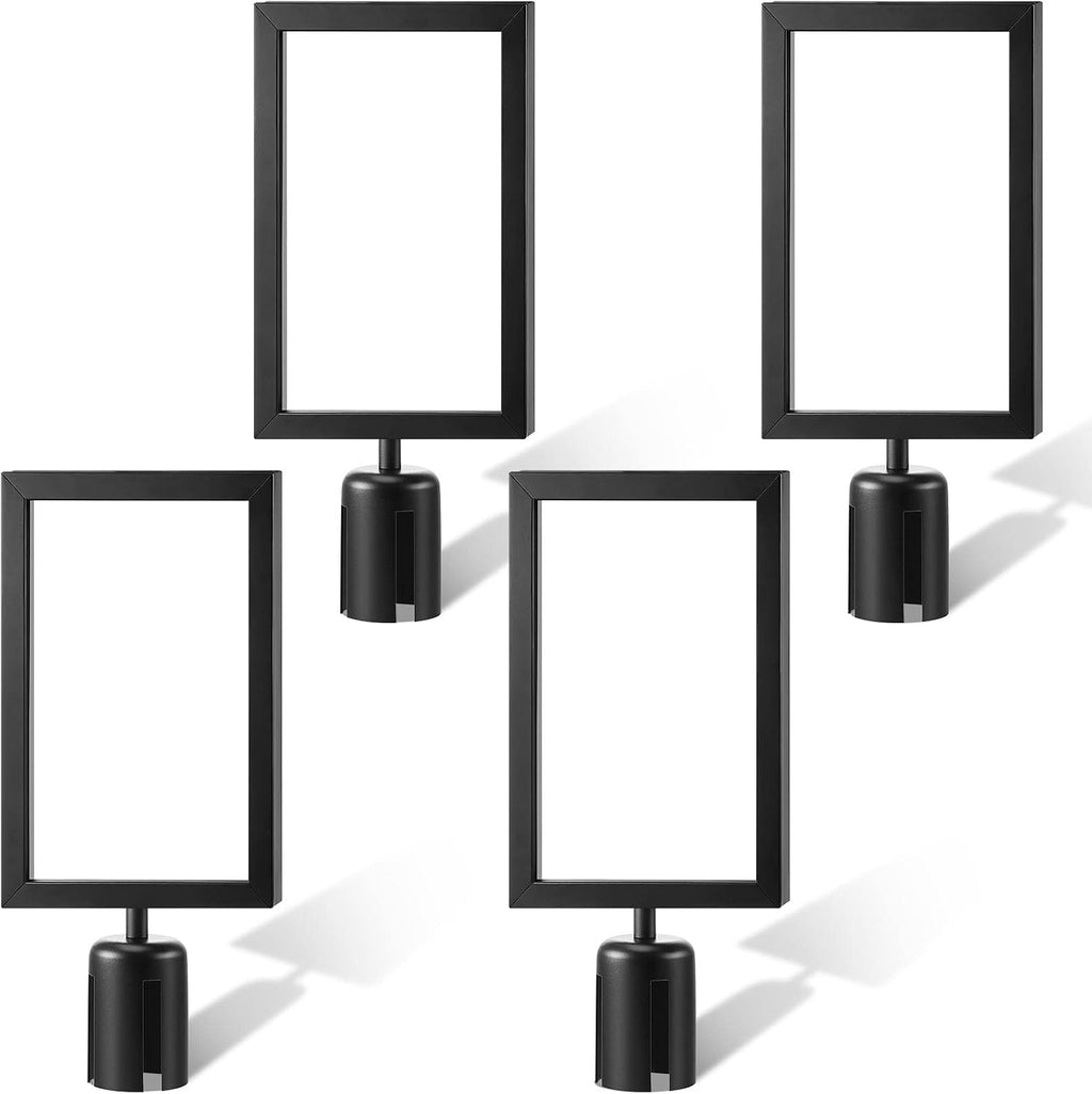 4 Pcs Stanchion Sign Holder Double Sided Frame with Cover