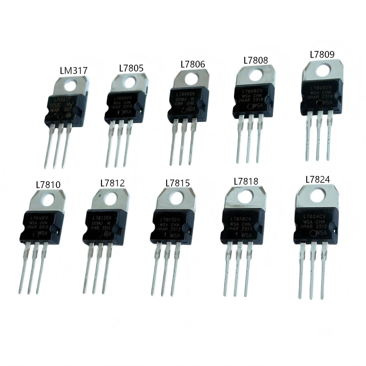 30 Pcs 10 Values Linear Voltage Regulator Kit, LM317 L7805‑L7824 to‑220