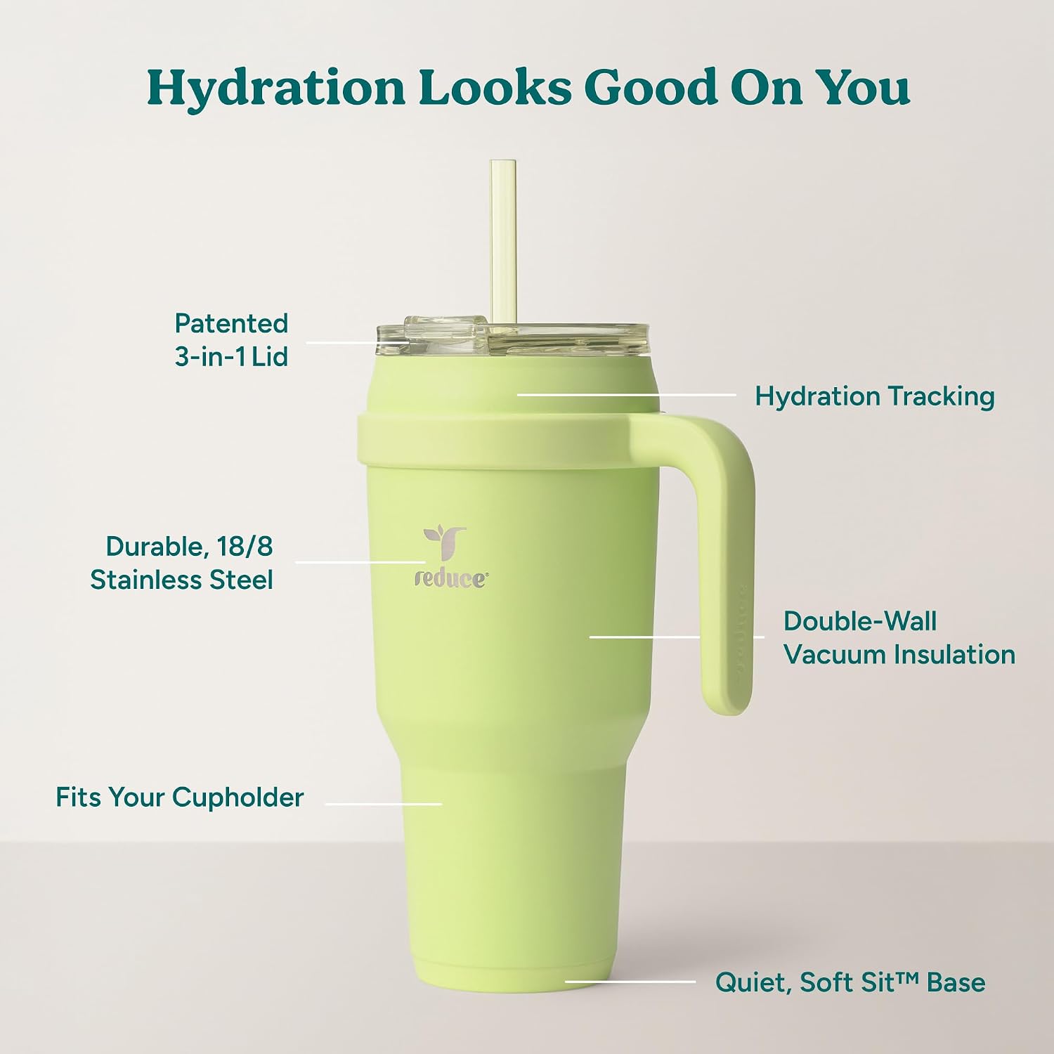 40 oz Stainless Steel Tumbler with Handle - Dual-Wall Vacuum Insulated Travel Mug, Sweat-Proof Lid & Reusable Straw