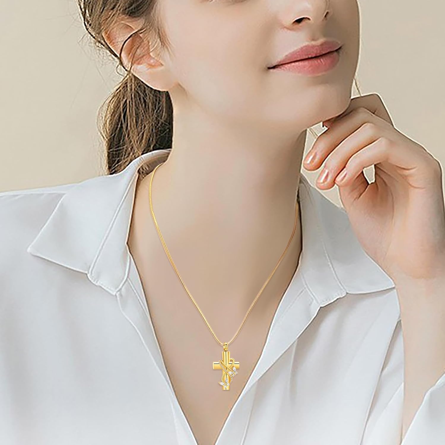 Butterfly Cross Urn Necklace for Ashes Men Women Cremation Jewelry Ashes Pendant for Human Memorial Ash Jewelry