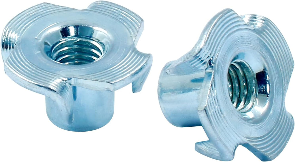 Hitefu M6 X 10mm T-Nut, 4 Pronged, Zinc Plated, 40Pcs