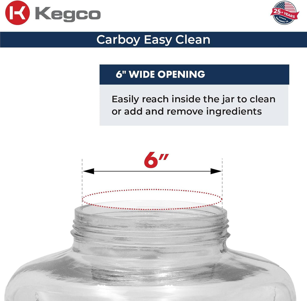 6.5 Gallon Wide Mouth Glass Carboy Fermenter Homebrew Beer & Wine Making
