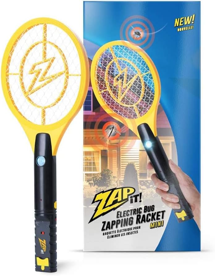 Rechargeable Electric Fly Swatter Racket - 4,000-Volt Mosquito Zapper with USB Charging Cable and Super-Bright LED