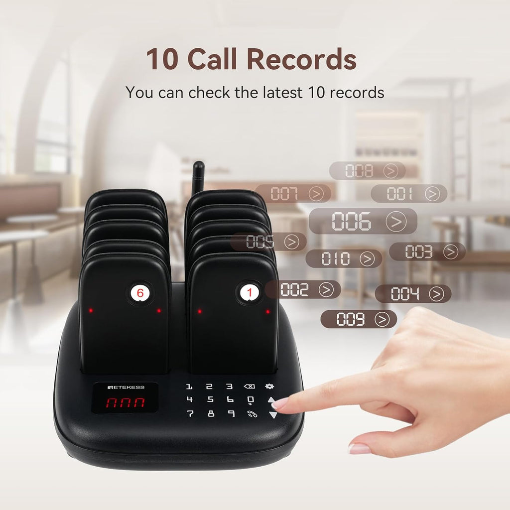 TD175S Wireless Calling System,Food Buzzer System, 10 Pagers