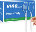 1000 Count Plastic Silverware Heavy Duty -500 Forks, 500 Spoons