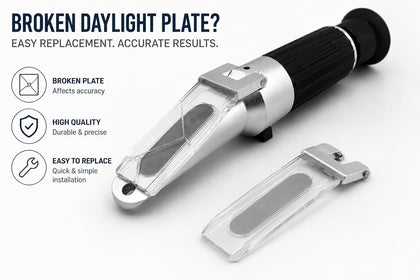 Replacement Daylight Plate for Handheld Refractometers, Clear Prism Cover with Hinged Mount, Transparent