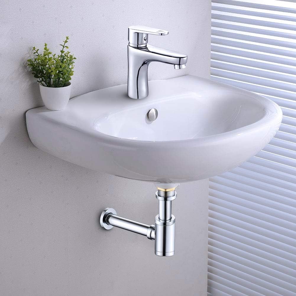1-1/4" Bottle Trap Pop-Up Drain Stopper P-Trap Kit Chrome | Deodorant bottle trap | Pop-up drain stopper | P-trap