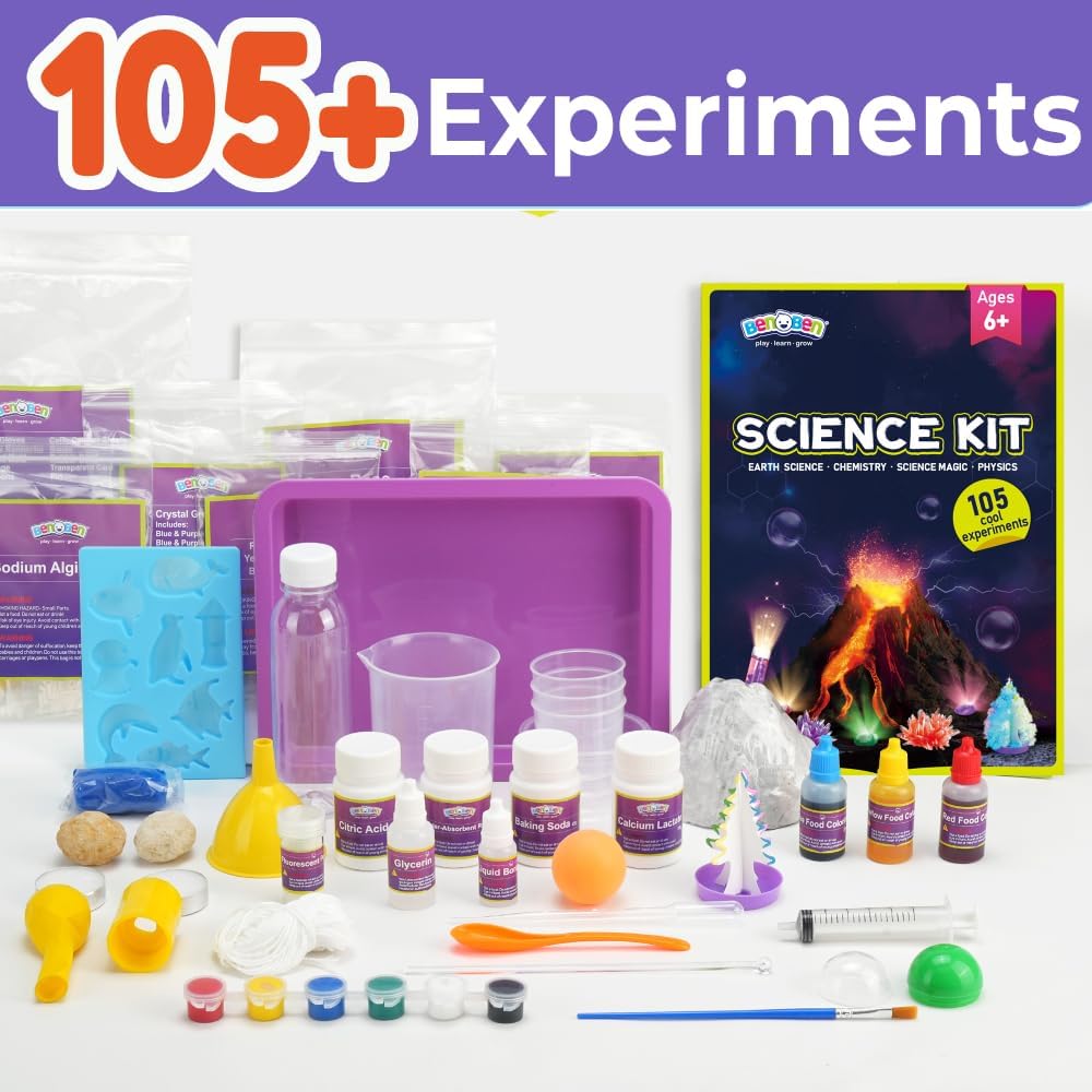 Science Kit for Kids Ages 8-12, 105 Experiments Set, Birthday Gift | STEM Toy for Boys Girls, Homeschool Classroom